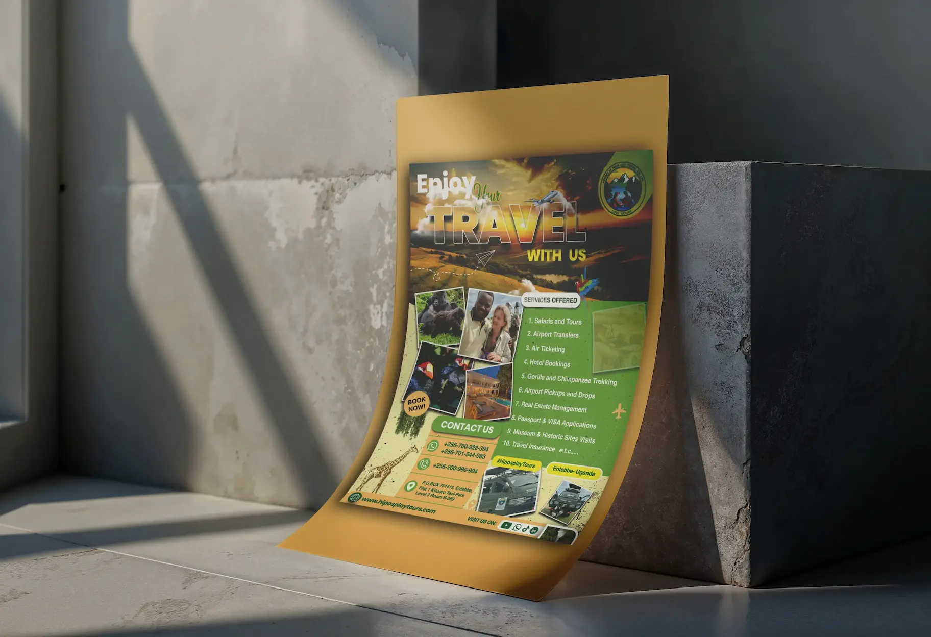 Hiposplay Tours graphic design brochure mockup